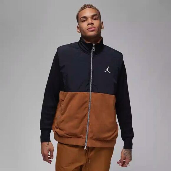 Jordan Essentials Winter Fleece Vest Black Tan - Picture 1 of 8